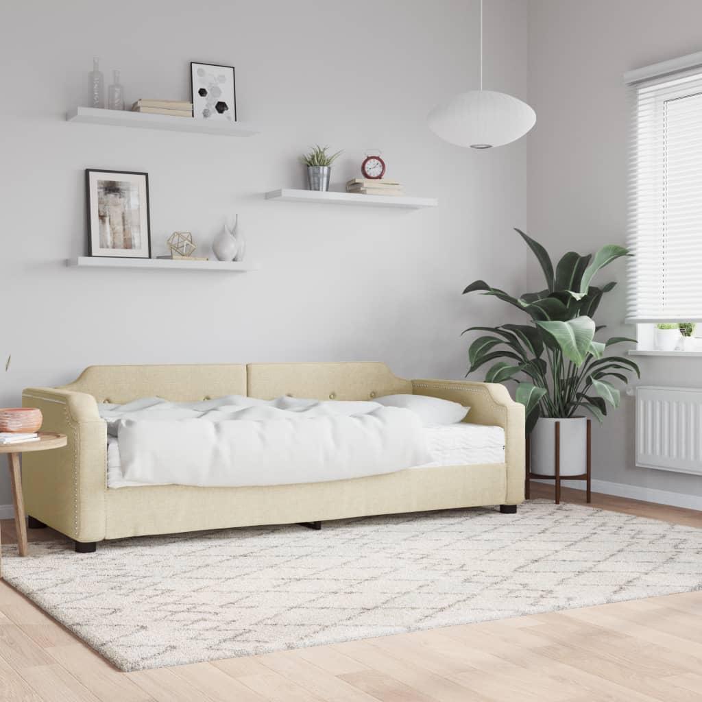 Daybed Stof Farvet Creme - med madras / 90 x 200 cm