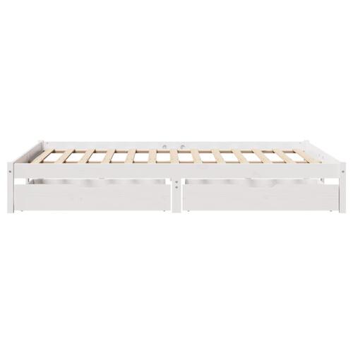 Sengeramme uden madras 140x190 cm massivt fyrretræ hvid