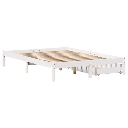 Sengeramme uden madras 140x190 cm massivt fyrretræ hvid