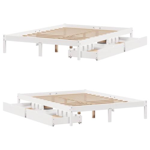 Sengeramme uden madras 140x190 cm massivt fyrretræ hvid