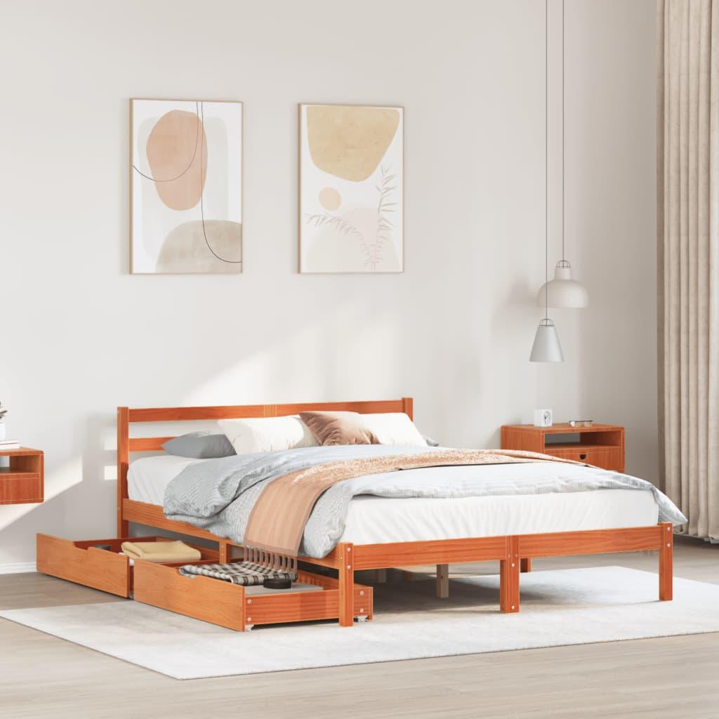 Sengeramme uden madras 120x190 cm massivt fyrretræ gyldenbrun