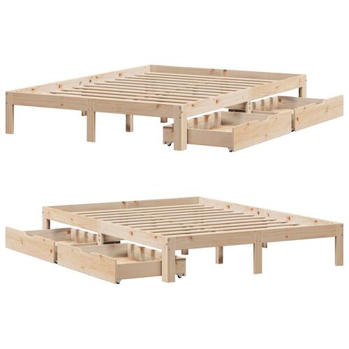 Sengeramme med skuffer 120x200 cm massivt fyrretræ