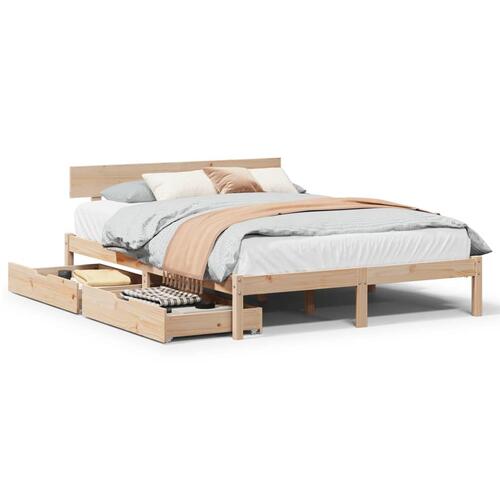 Sengeramme uden madras 135x190 cm massivt fyrretræ hvid