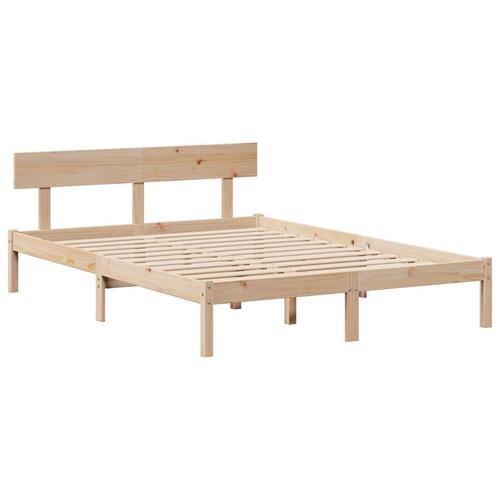 Sengeramme uden madras 135x190 cm massivt fyrretræ hvid