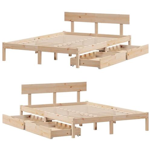 Sengeramme uden madras 135x190 cm massivt fyrretræ hvid