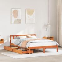 Sengeramme uden madras 160x200 cm massivt fyrretræ gyldenbrun