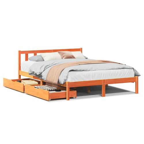 Sengeramme uden madras 160x200 cm massivt fyrretræ gyldenbrun