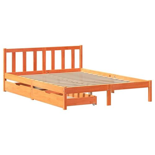 Sengeramme uden madras 160x200 cm massivt fyrretræ gyldenbrun