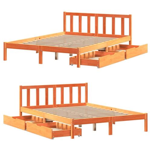 Sengeramme uden madras 160x200 cm massivt fyrretræ gyldenbrun