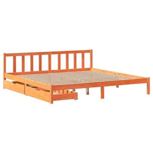 Sengeramme uden madras 200x200 cm massivt fyrretræ gyldenbrun