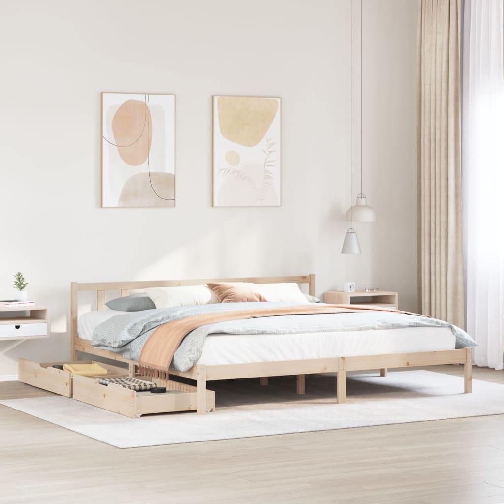 Sengeramme uden madras 200x200 cm massivt fyrretræ