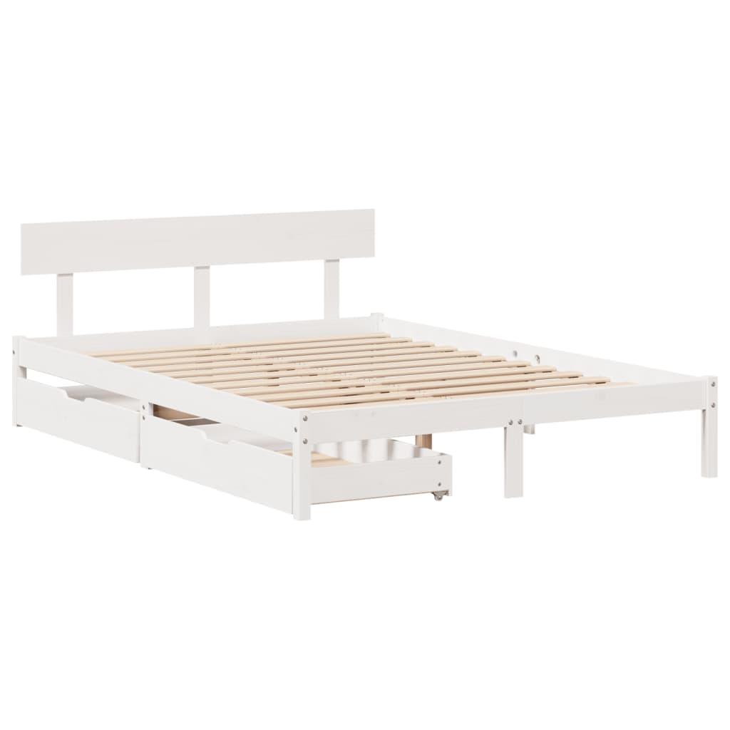 Sengeramme uden madras 160x200 cm massivt fyrretræ hvid