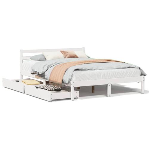 Sengeramme uden madras 140x190 cm massivt fyrretræ hvid