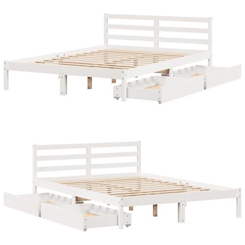 Sengeramme uden madras 140x190 cm massivt fyrretræ hvid