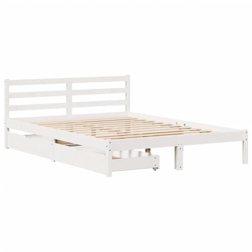 Sengeramme uden madras 135x190 cm massivt fyrretræ hvid