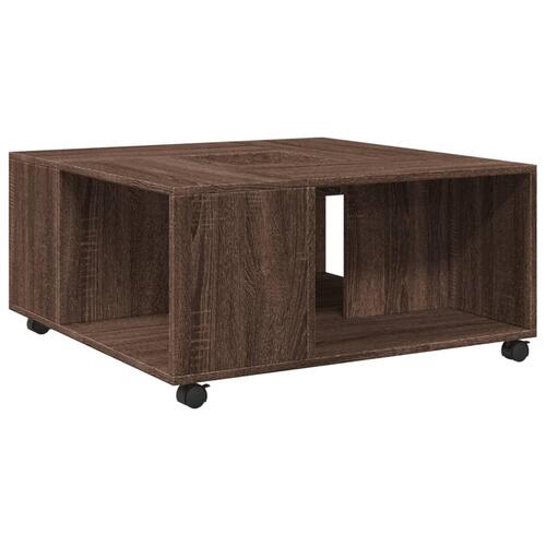 Sofabord 80x80x40 cm konstrueret træ brun egetræsfarve