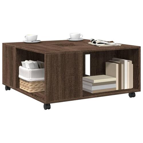 Sofabord 80x80x40 cm konstrueret træ brun egetræsfarve