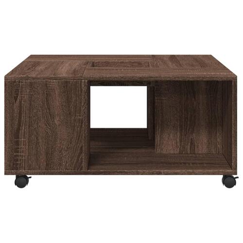 Sofabord 80x80x40 cm konstrueret træ brun egetræsfarve