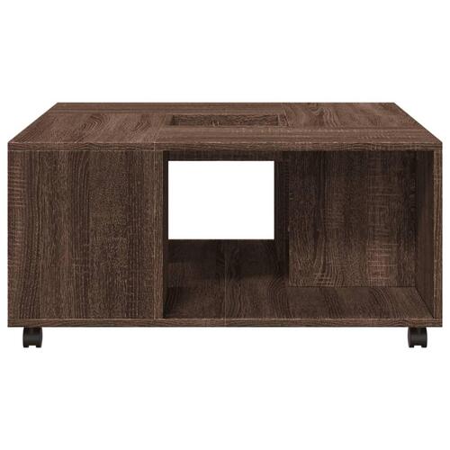 Sofabord 80x80x40 cm konstrueret træ brun egetræsfarve