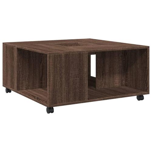 Sofabord 80x80x40 cm konstrueret træ brun egetræsfarve
