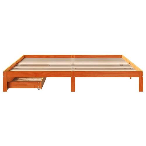 Sengeramme med skuffer 180x200 cm massivt fyrretræ gyldenbrun