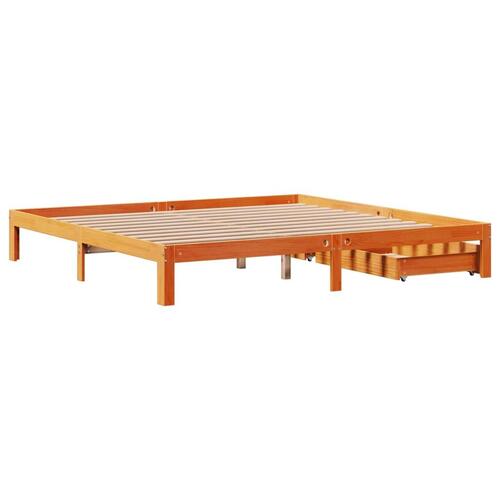 Sengeramme med skuffer 180x200 cm massivt fyrretræ gyldenbrun