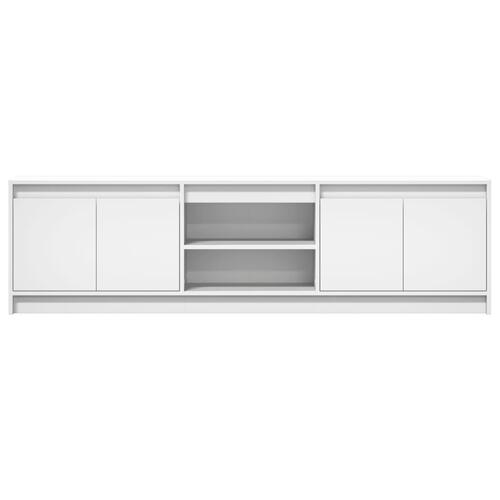 Tv-bord med LED-lys 180x34x50 cm konstrueret træ hvid