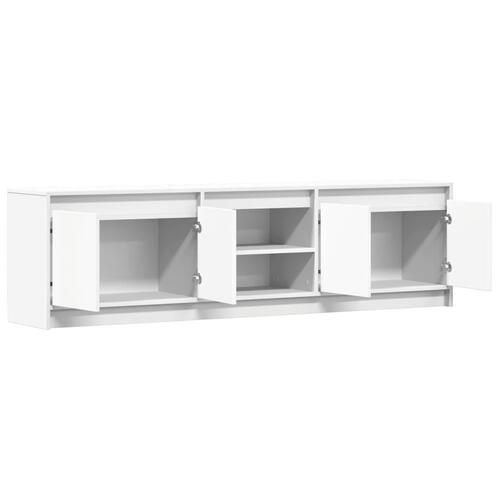 Tv-bord med LED-lys 180x34x50 cm konstrueret træ hvid