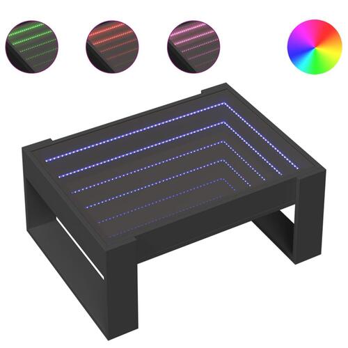 Sofabord med Infinity LED-lys 70x53x30 cm sort