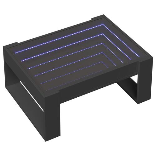 Sofabord med Infinity LED-lys 70x53x30 cm sort