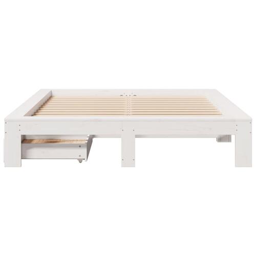 Sengeramme uden madras 140x190 cm massivt fyrretræ hvid