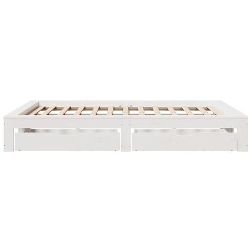 Sengeramme uden madras 140x190 cm massivt fyrretræ hvid