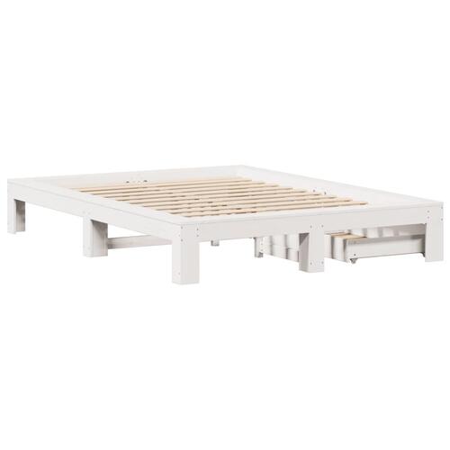 Sengeramme uden madras 140x190 cm massivt fyrretræ hvid