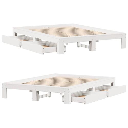 Sengeramme uden madras 140x190 cm massivt fyrretræ hvid
