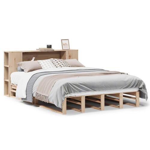 Seng med reol uden madras 150x200 cm massivt træ