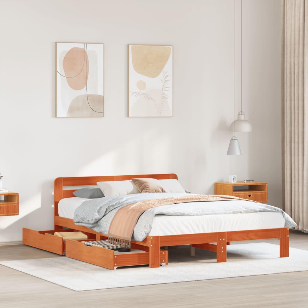 Sengeramme uden madras 120x200 cm massivt fyrretræ gyldenbrun