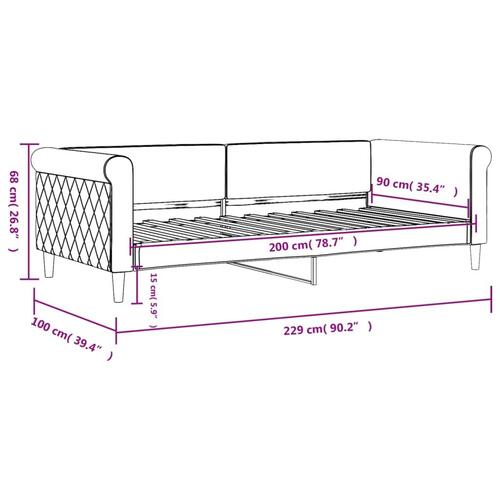 Daybed 90x200 cm velour pink