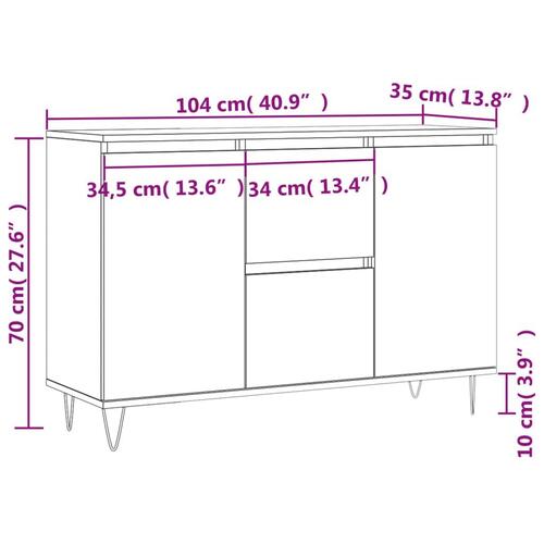 Skænk 104x35x70 cm konstrueret træ betongrå