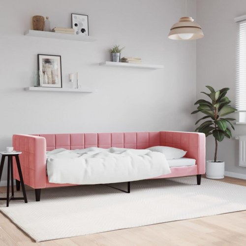 Daybed i velour 80×200 cm - lyserød sovesofa