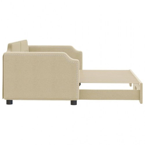 Daybed med udtræk 90x200 cm i stof - cremefarvet