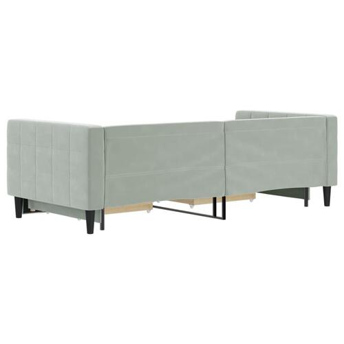 Daybed med udtræk og skuffer 90x200 cm velour lysegrå