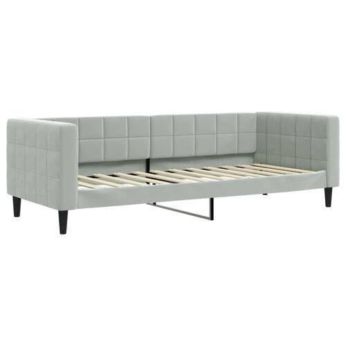 Daybed med udtræk og skuffer 90x200 cm velour lysegrå