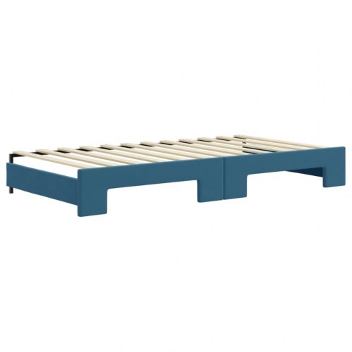 Daybed med udtræk og 2 skuffer - blå, 100 x 200 cm