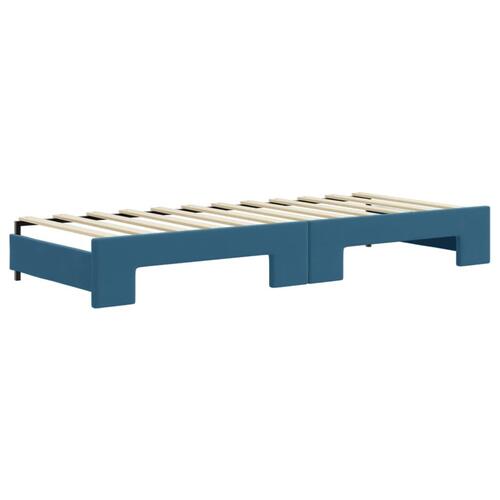Daybed med udtræk og madras 80x200 cm velour blå