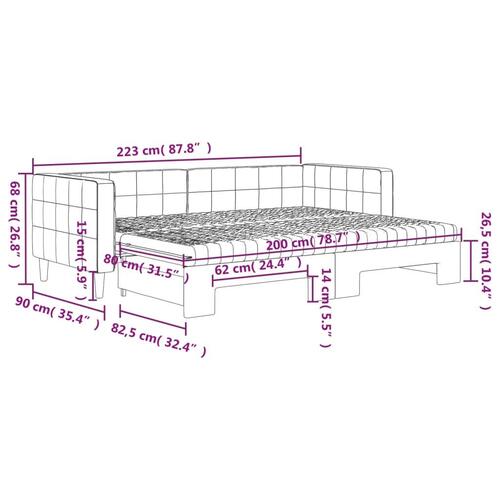 Daybed med udtræk og madras 80x200 cm velour blå