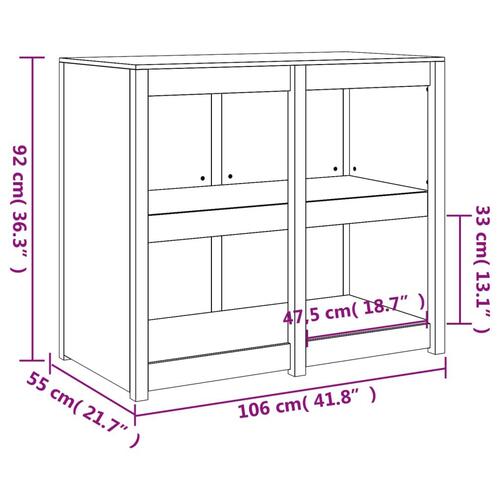 Udendørs køkkenskab 106x55x92 cm massivt fyrretræ