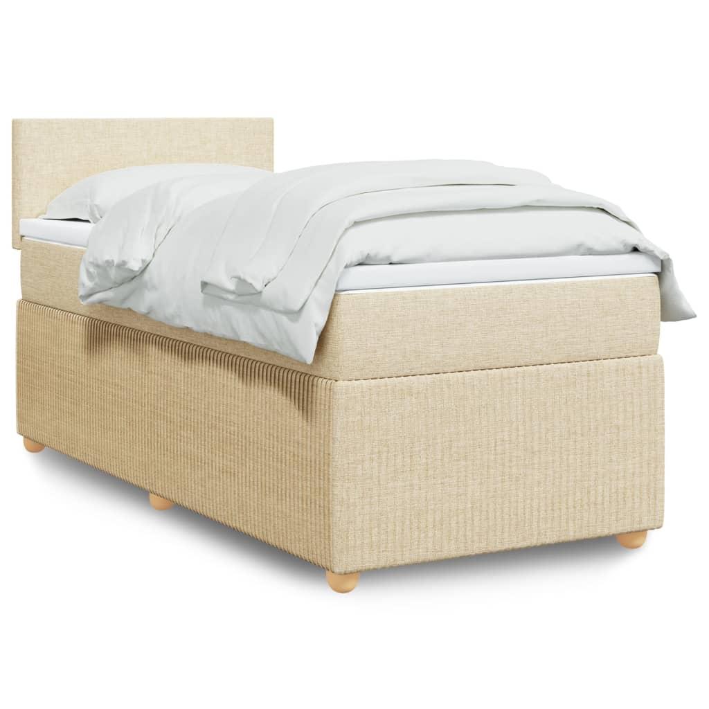 Kontinentalseng med madras 90×190 cm - stof, cremefarvet