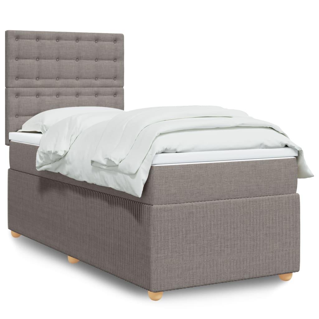 Kontinentalseng med pocketmadras 90x190 cm - stof, gråbrun billede