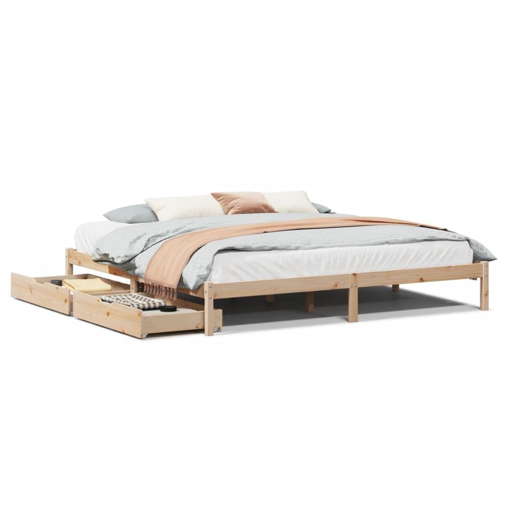 Sengeramme uden madras 200x200 cm massivt fyrretræ