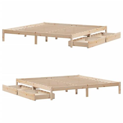 Sengeramme uden madras 200x200 cm massivt fyrretræ